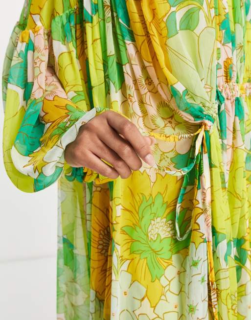 ASOS EDITION gathered neck midi dress in retro floral print | ASOS