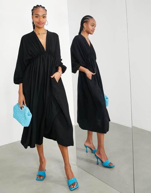 Black batwing shop midi dress