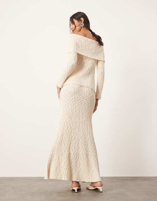 ASOS EDITION - Gebreide volle maxi rok in crème, deel van co-ord set, 5 van 5