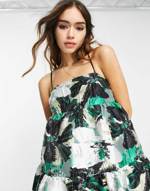 ASOS EDITION - Gelaagde midi cami-jurk van jacquard met abstracte bloemenprint, 3 van 4