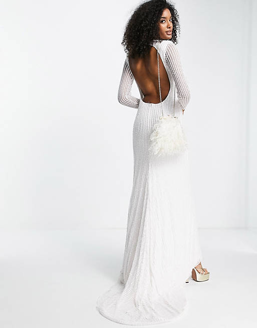 Designer Brands Genevieve linear sequin wedding dress with fishtail 
