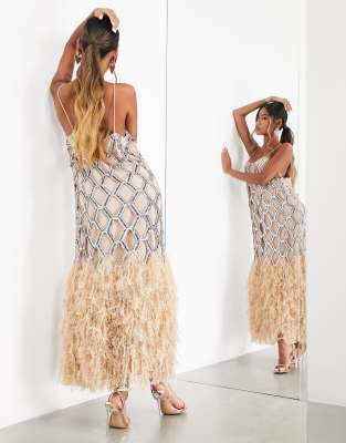 asos sequin feather dress