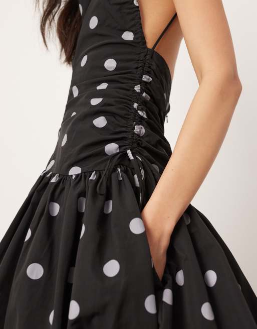 ASOS EDITION – Gepunktetes Midikleid mit Tunnelzug und tief angesetzter Taille, 3 von 4