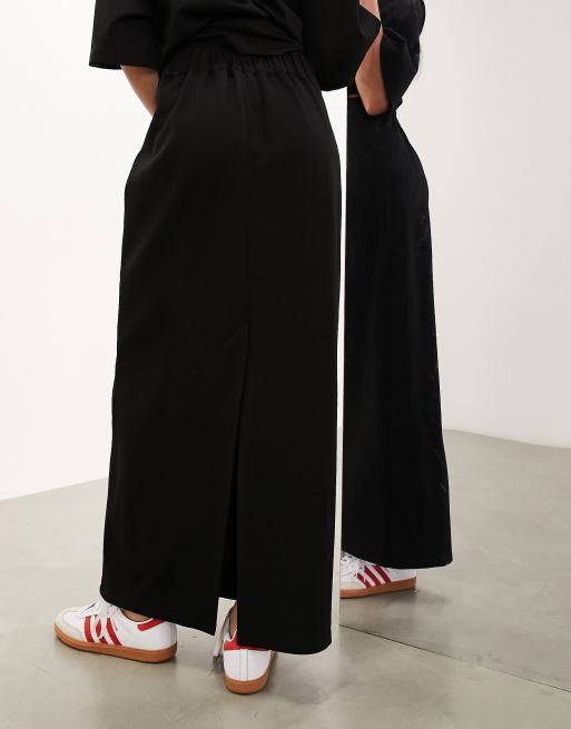 ASOS EDITION – Gerade geschnittener Maxirock aus erstklassigem, schwerem Struktur-Jersey in Schwarz, Kombiteil, 3 von 5