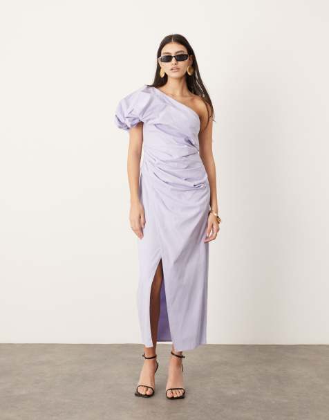 ASOS EDITION – Gerafftes One-Shoulder-Maxikleid in Flieder - view 1