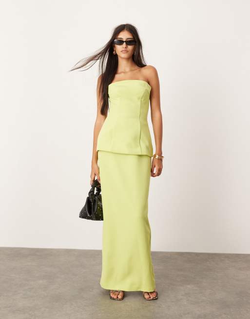 ASOS EDITION - Gestructureerde bandeau-top met verlaagde taille in groen, deel van co-ord set , 3 van 4