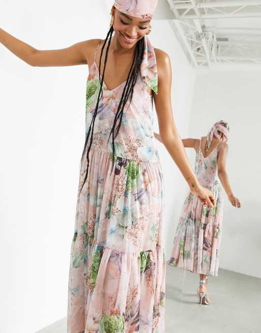 Asos Edition Gestuftes Camisole Kleid Mit Blumenmuster 