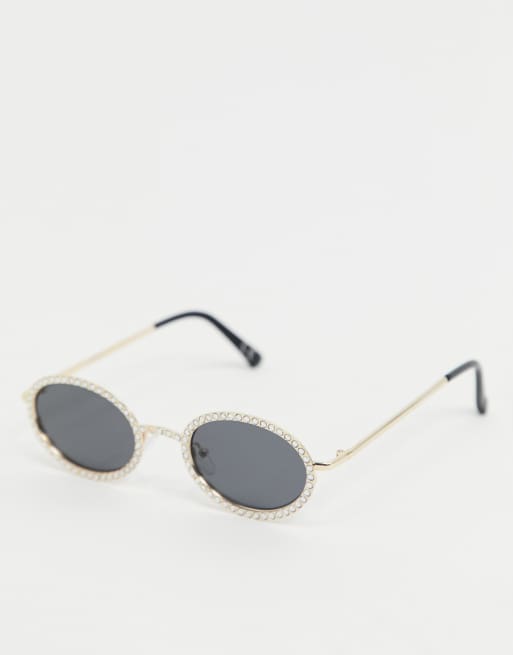 Gold frame oval sunglasses hotsell