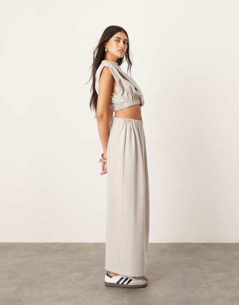 ASOS Edition - Gonna lunga in jersey grigio pallido con incrocio in coordinato - view 1