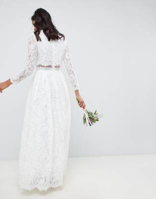 long sleeve lace crop top wedding