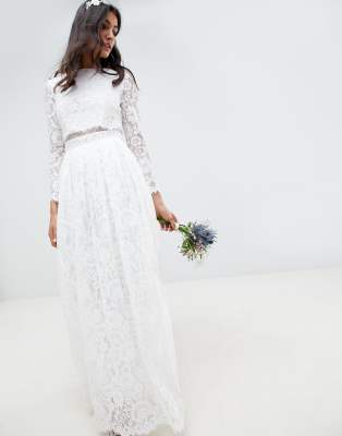 long sleeve lace crop top wedding