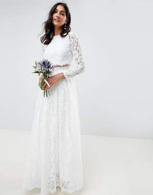 robe blanche dentelle manche longue