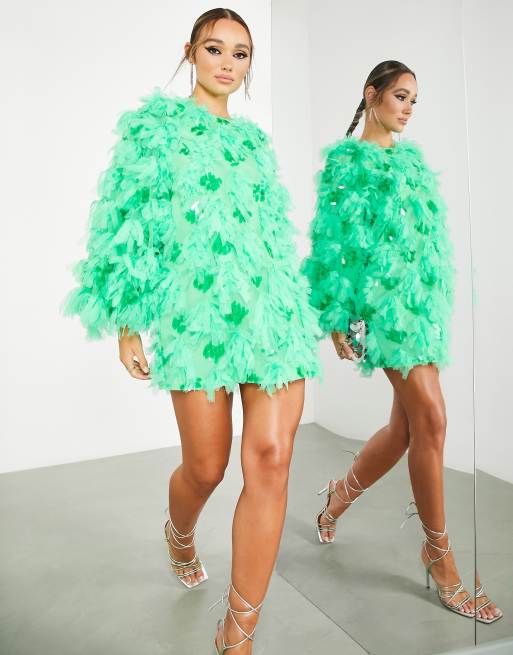 ASOS EDITION – Grön miniklänning i texturerad mesh