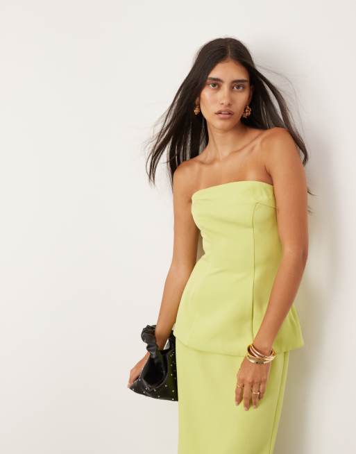 ASOS EDITION – Grön strukturerad bandeautopp med sänkt midja, del av set , 2 av 4