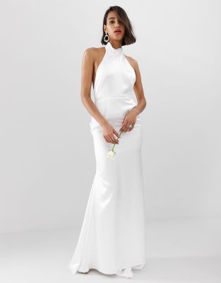 halter white wedding dress