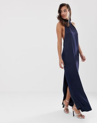 navy halter maxi dress