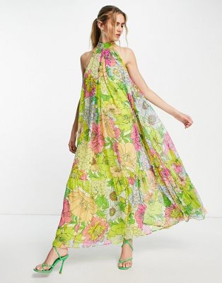 ASOS EDITION halter maxi dress in retro floral print