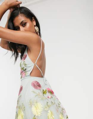 Asos edition floral embroidered halter prom midi dress online