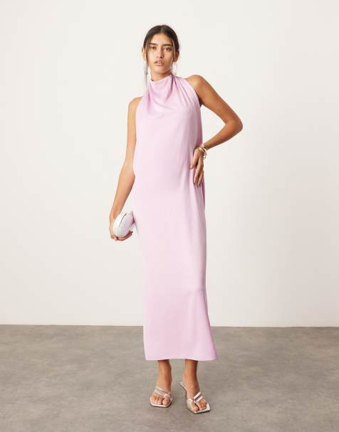 ASOS EDITION halterneck midi dress with drape detail in lilac - view 1
