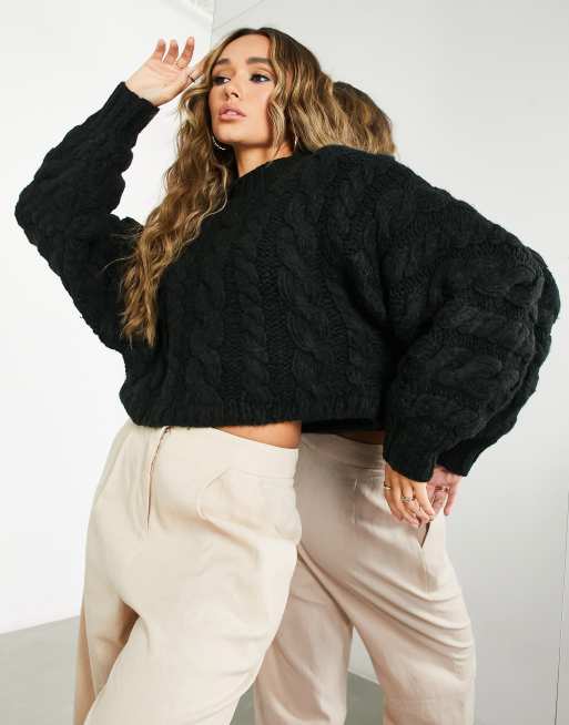 ASOS EDITION hand knit cable jumper in black ASOS