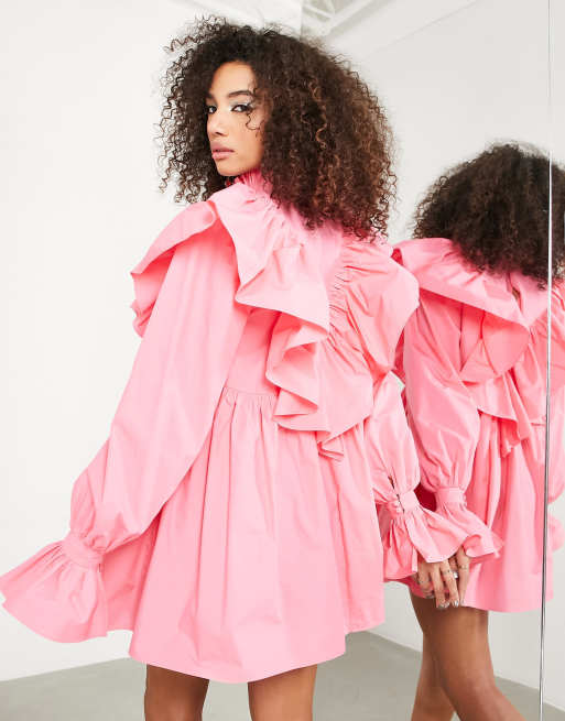 Oversized ruffle outlet dress