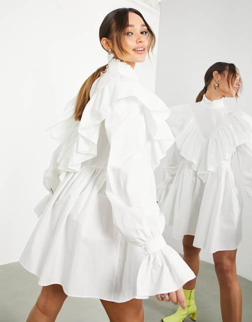 White ruffle 2025 dress asos