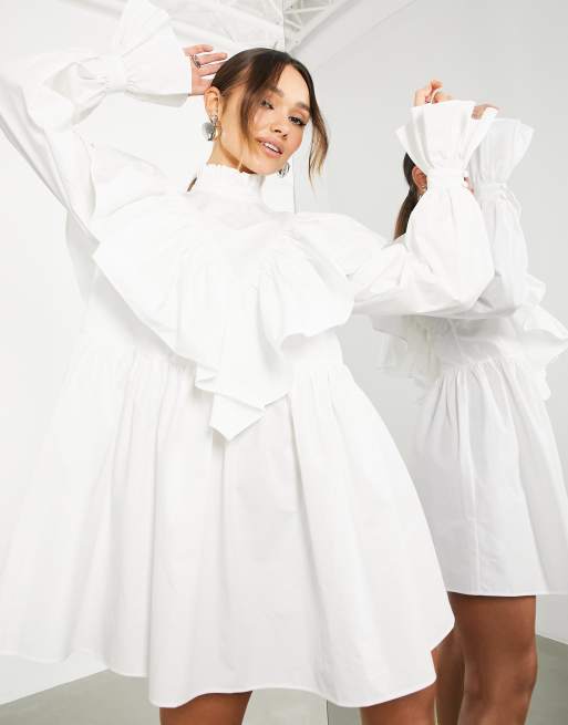 White dress 2024 with frills