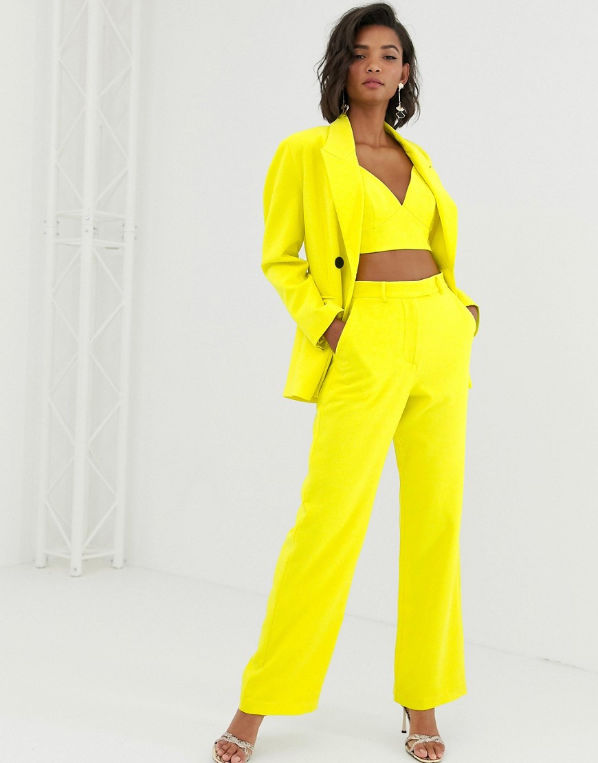 Asos Design High Waist Mansy Suit Pants-yellow
