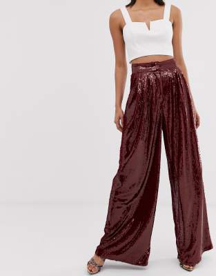 high waisted glitter trousers