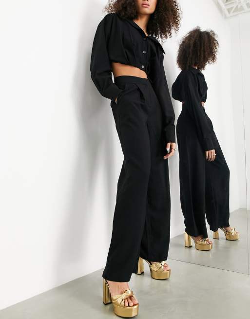 Asos high waisted black hot sale trousers