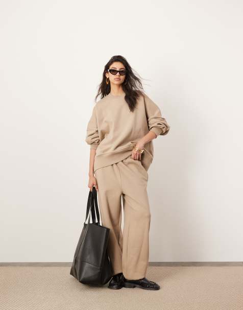 ASOS EDITION – Hochwertige Oversize-Jogginghose aus schwerem Stoff in Taupe - view 1