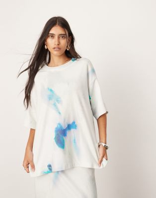 ASOS EDITION - Hochwertiges Oversize-T-Shirt aus schwerem, strukturiertem Jersey mit verschwommenem Print, Kombiteil-Bun...