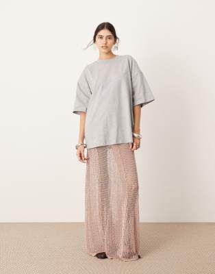 ASOS EDITION - Hochwertiges Oversize-T-Shirt in Grau meliert