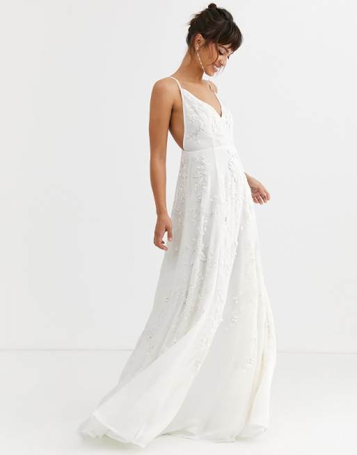 Asos Edition Hochzeitskleid Mit Tragern Und Perlen Und Paillettenverzierung Asos