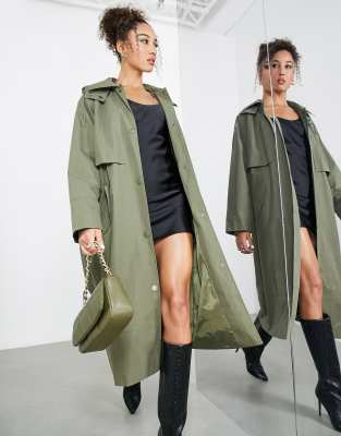 ASOS EDITION hooded trench coat in khaki | ASOS