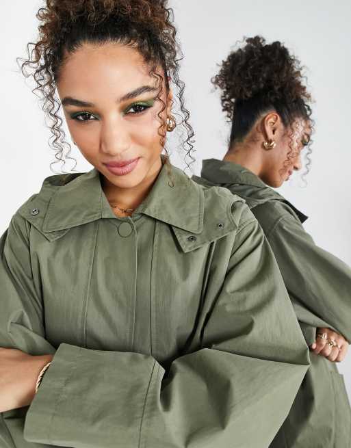 ASOS EDITION hooded trench coat in khaki