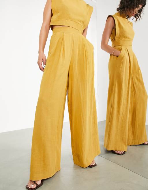 ASOS EDITION – Hose mit weitem Bein und Ziernaht in Senfgelb, 3 von 4