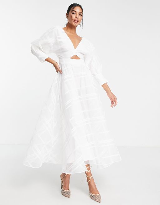 ASOS EDITION - Hvid midikjole i organza med tern