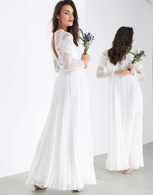 ASOS EDITION Iris Robe de mariage longue a manches longues avec corsage en dentelle et jupe plissee ASOS