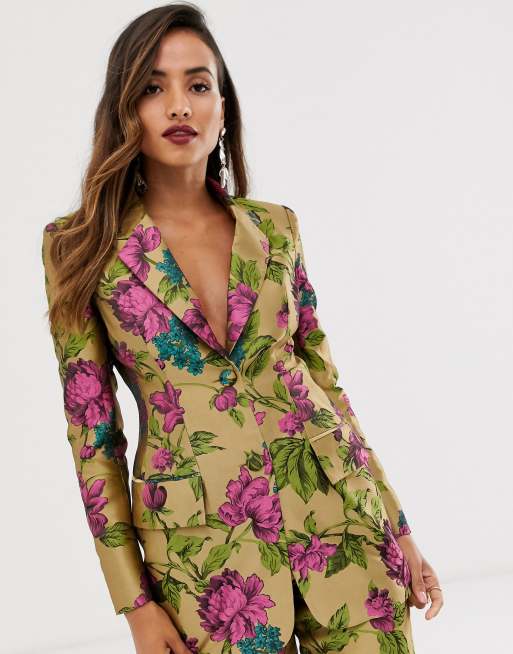 ASOS EDITION - Aansluitend jacquard kostuum met bloemenprint, 2 van 3