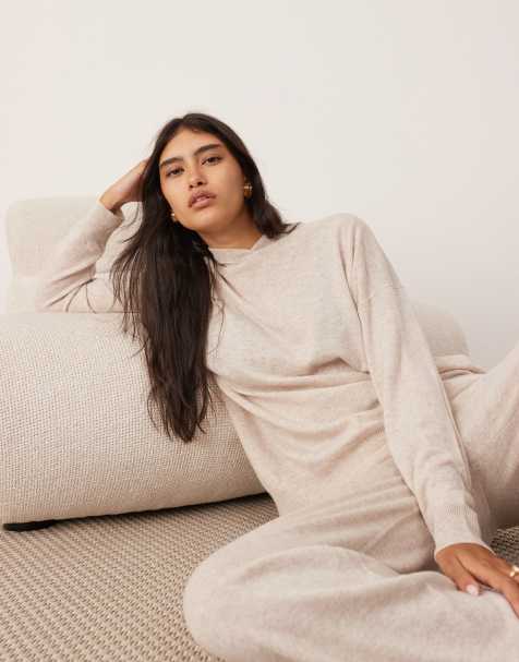 ASOS Edition – Jasnobeżowy sweter z kapturem premium z dzianiny z domieszką kaszmiru, część zestawu - view 1