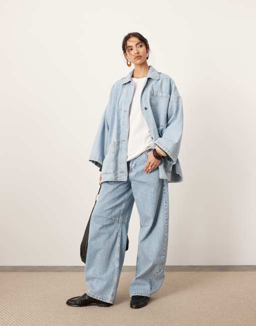 ASOS EDITION – Jeans-Hemdjacke in gebleichtem Blau mit maskulinem Oversize-Schnitt, 3 von 4