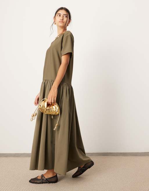 Olive green jersey dress hotsell