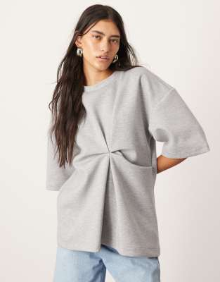 ASOS EDITION ASOS EDITION jersey knot detail structured t-shirt in grey