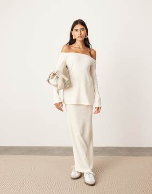 ASOS EDITION ASOS EDITION jersey maxi skirt with split detail co-ord in cream-White