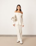 [ASOS EDITION] ASOS EDITION jersey maxi skirt with split detail in cream (part of a set)-White 14 Cream