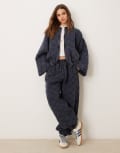 [ASOS EDITION] ASOS EDITION jersey quilted oversized trackies in acid wash grey (part of a set) XS Washed Grey