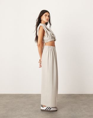 Asos Design Jersey Twist Detail Maxi Skirt In Pale Gray - Part Of A Set