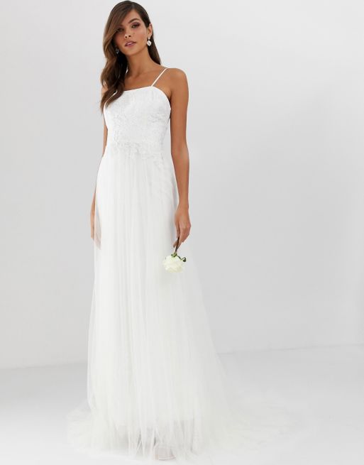 Asos Edition Jolie Robe De Mariée En Tulle Avec Superposition En Dentelle