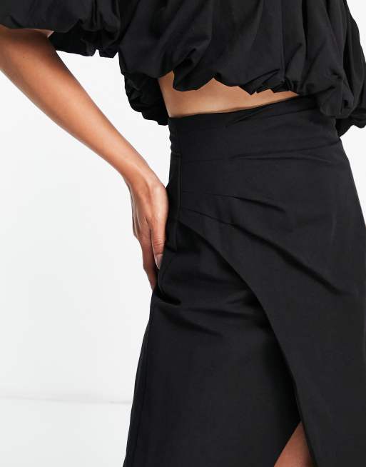 ASOS EDITION - Jupe d'ensemble mi-longue fendue sur le côté - Noir, 3 de 4